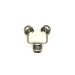 Alternative view of DeatschWerks 8AN Male Flare + 8AN Male Flare To 8AN Male Flare Y-Block Fitting