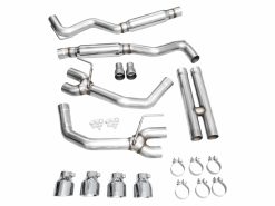 AWE 2024 Ford Mustang GT Fastback S650 RWD Track Edition Catback Exhaust w/ Quad Chrome Silver Tips - Image 11