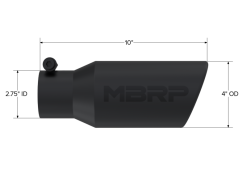 MBRP Universal Angled Rolled End Tip 4in OD / 2-3/4in Inlet / 10in Length - Black - Image 3