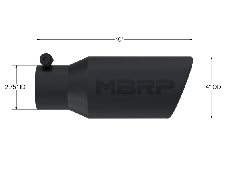 MBRP Universal Angled Rolled End Tip 4in OD / 2-3/4in Inlet / 10in Length - Black - Image 3