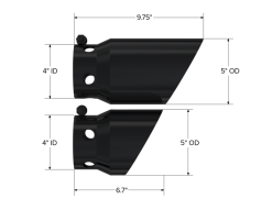 MBRP 2008+ Ford F250/350/450 6.4 L 4 inlet 5 Tip Cover Set - 6.75in and 9.75in Length - Black - Image 3