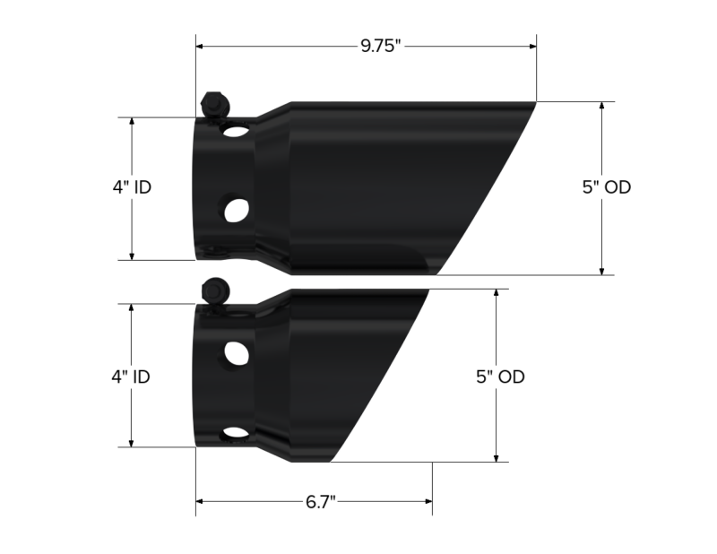 MBRP 2008+ Ford F250/350/450 6.4 L 4 inlet 5 Tip Cover Set - 6.75in and 9.75in Length - Black - Image 3