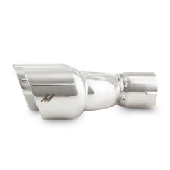 Mishimoto Dual Offset Tips 2.5in Inlet 3in Outlet Slash Cut - Polished - Image 3