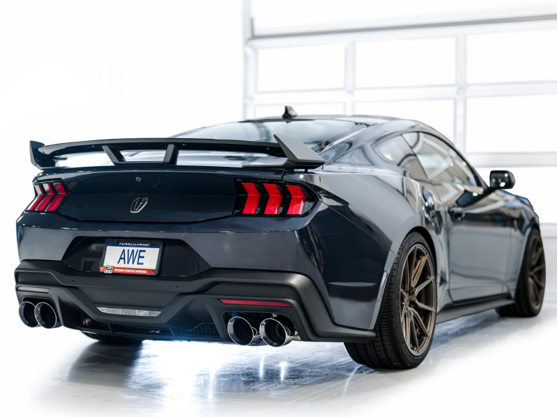 AWE 2024 Ford Mustang Dark Horse S650 RWD Track Edition Catback Exhaust w/ Quad Chrome Silver Tips - Image 5