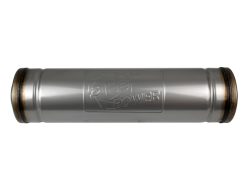 Alternative view of aFe MACH Force-Xp 409 SS Muffler 3in Center/Center 18in L X 5in Dia - Round Body
