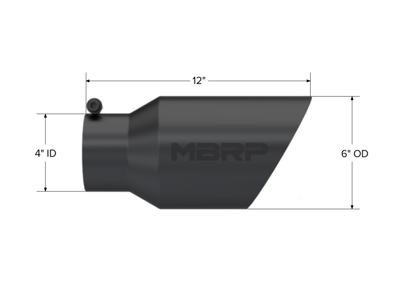 MBRP Universal Tip 6 O.D. Dual Wall Angled 4 inlet 12 length - Black Finish - Image 4