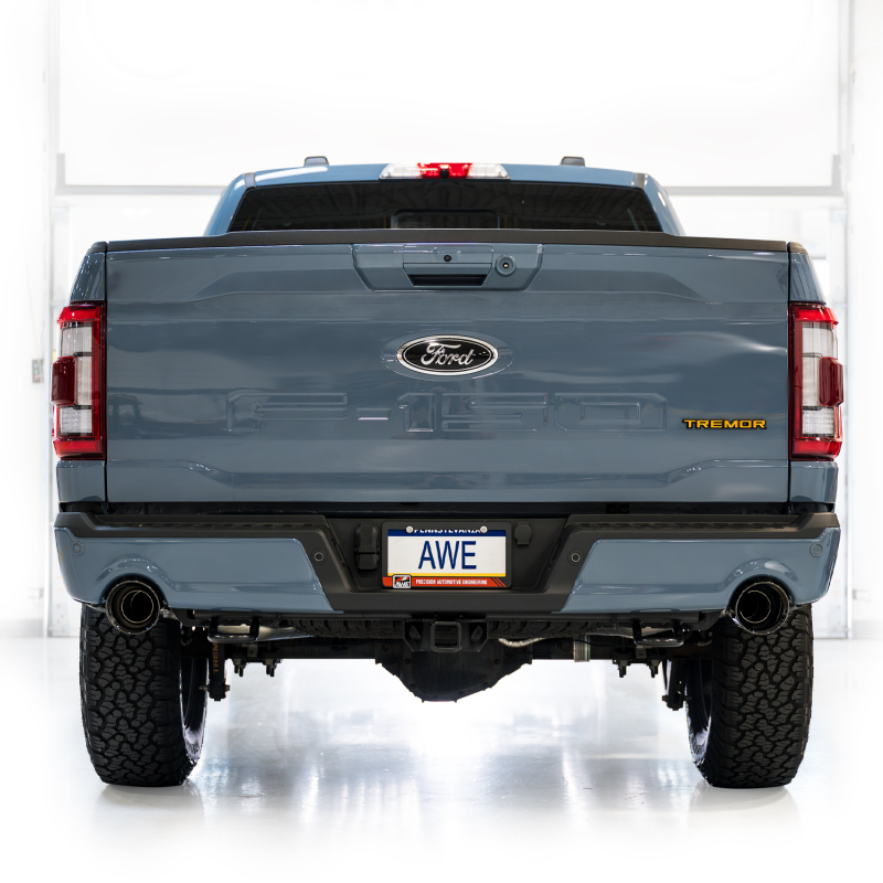 AWE Tuning 2021+ Ford F-150 Tremor (w/ Bumper Cutouts) 0FG Non-Resonated Catback -Diamond Black Tips - Image 10