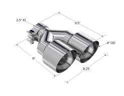 MBRP Universal T304 SS Dual Tip 4in OD/2.5in Inlet - Image 5