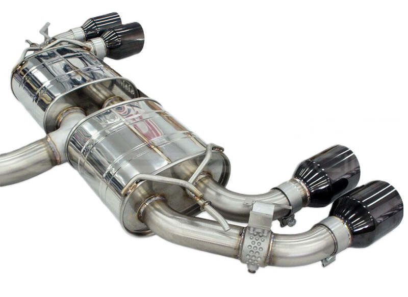 Invidia 2022+ Volkswagen Golf R MK8 76mm R400 Valved Cat Back Exhaust Straight Cut Black Tips - Image 4