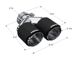 MBRP 3in ID / Dual 4in OD Out Staggered L 9.37in / R 9.87in Dual Wall Carbon Fiber Univ Exhaust Tip - Image 7