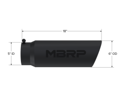 MBRP Universal Tip 6in OD Angled Rolled End 5in Inlet 18in Lgth Black Finish Exhaust - Image 4