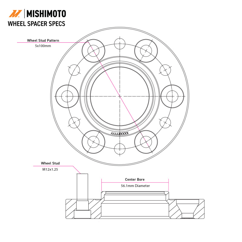 Mishimoto Wheel Spacers - 5x108 - 63.3 - 25 - M12 - Black - Image 4