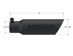 MBRP Universal Tip 3.5 O.D. Dual Wall Angled 2.5 inlet 12 length - Black Finish - Image 4