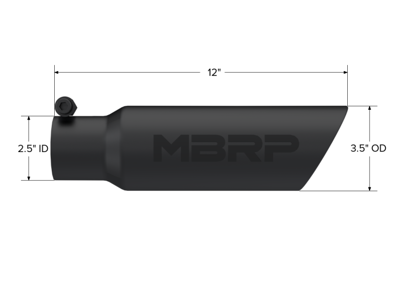 MBRP Universal Tip 3.5 O.D. Dual Wall Angled 2.5 inlet 12 length - Black Finish - Image 4