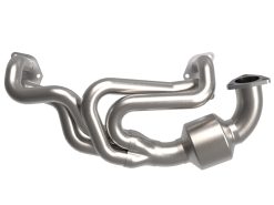 Alternative view of aFe Twisted Steel 304 Stainless Steel Header w/ Cat 13-19 Subaru Outback H4-2.4L