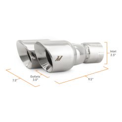 Mishimoto Dual Offset Tips 2.5in Inlet 3in Outlet Slash Cut - Polished - Image 5