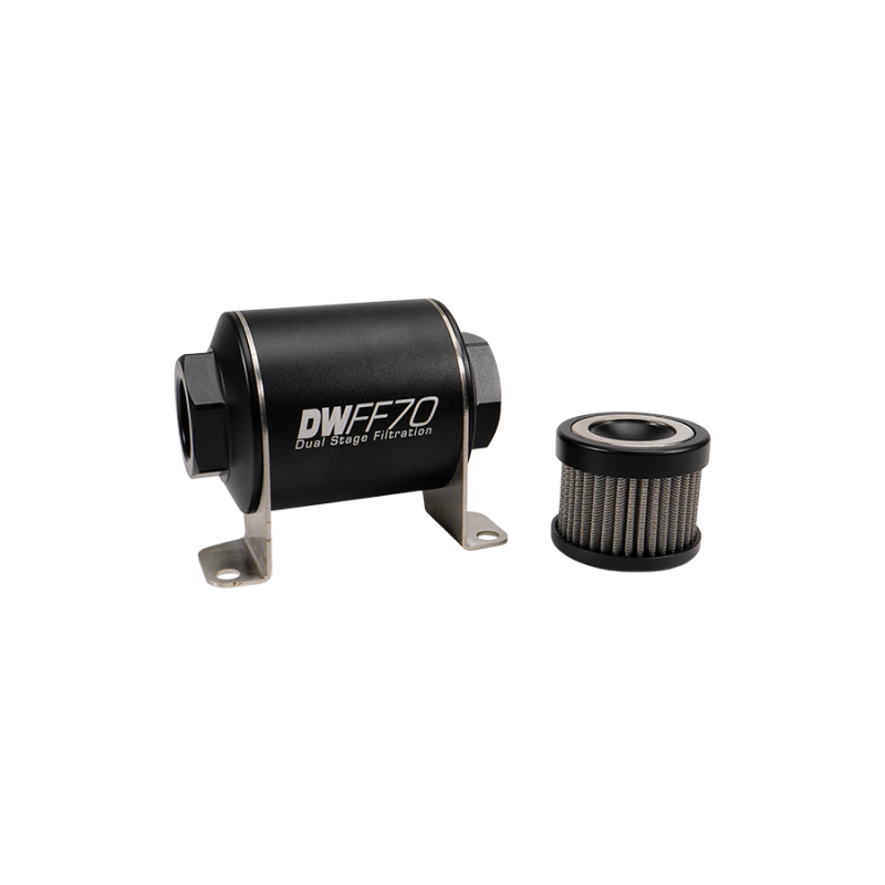 DeatschWerks Stainless Steel 10AN 10 Micron Universal Inline Fuel Filter Housing Kit (70mm) - Image 3