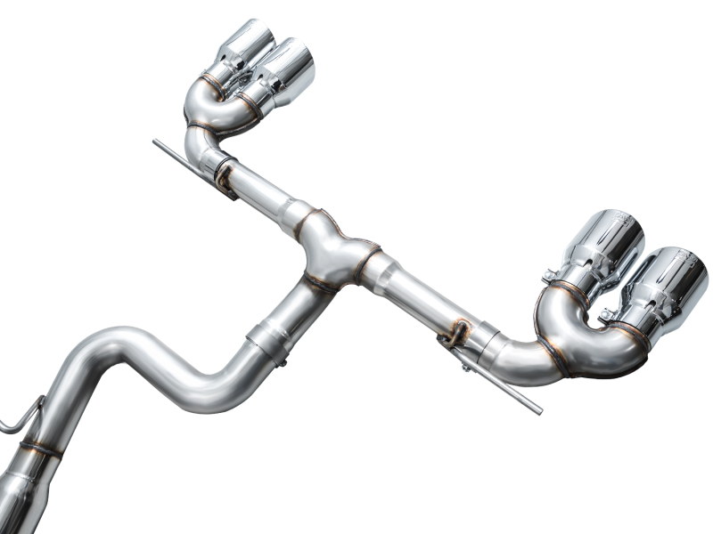 AWE MK8 Volkswagen Golf R 3in Track Edition Quad Exhaust - Chrome Silver Tips - Image 9