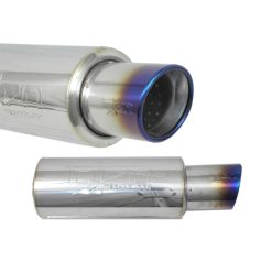 Injen 2 3/8 Universal Muffler w/Titanium burnt rolled Tip and stainless steel resonated inner wall - Image 4