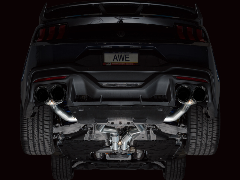 AWE 2024 Ford Mustang Dark Horse S650 RWD Track Edition Catback Exhaust w/ Quad Diamond Black Tips - Image 12