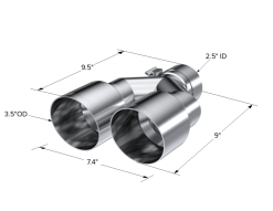 MBRP Universal T304 SS Dual Tip 3.5in OD/2.5in Inlet - Image 4
