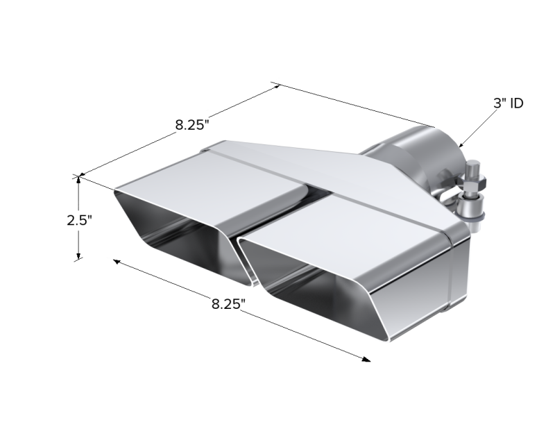 MBRP Universal Tip 8inx 2.375in ID Rectangle 2.5in O.D. inlet 8.25in length T304 - Image 4
