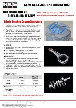 Alternative view of HKS 23-24 Toyota GR Corolla G16E BCD Piston Kit