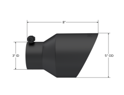 Alternative view of MBRP Universal 3in Hex Tip 5in Inlet 8in Length Dual Wall Exhaust Tip - Black Coated