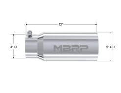 MBRP Universal Tip 5 O.D. Dual Wall Straight 4 inlet 12 length - Image 4