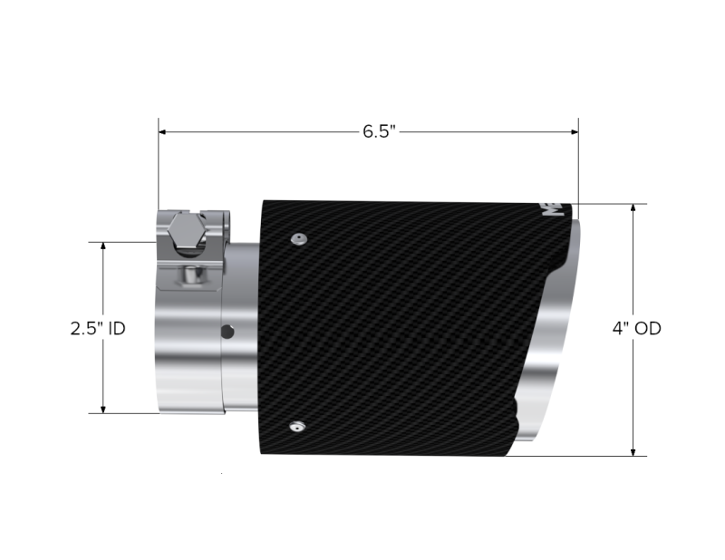 MBRP Universal Carbon Fiber Tip 4in OD/2.5in Inlet/6.5in L - Image 4
