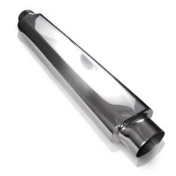 Alternative view of Stainless Works Smooth Oval Muffler - 24in Long 2 1/2in ID Inlets Both Ends