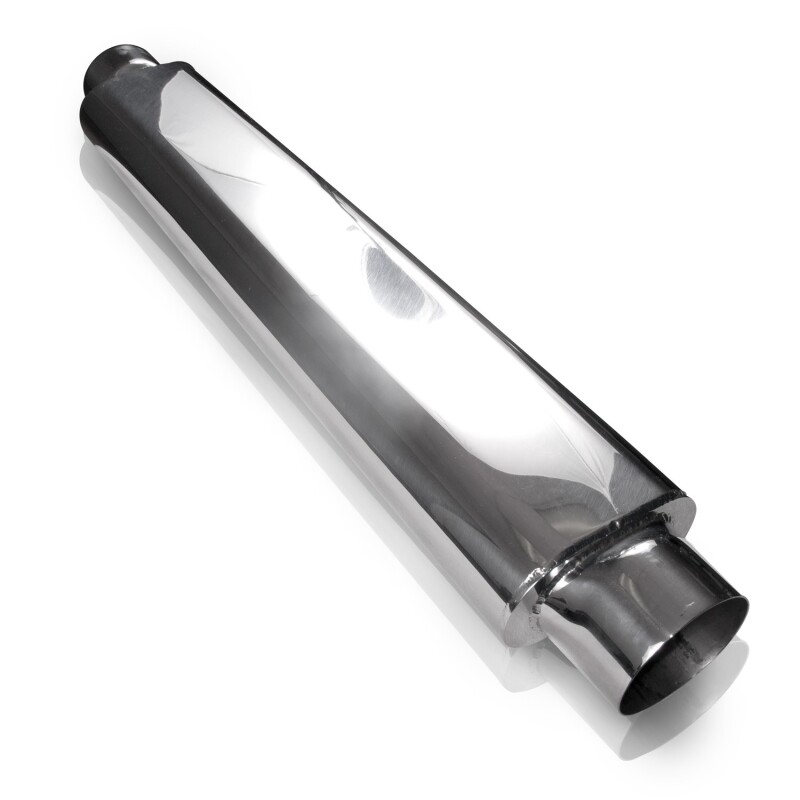 Stainless Works Smooth Oval Muffler - 24in Long 2 1/4in ID Inlets Both Ends - Image 2