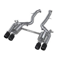 Alternative view of MBRP 18-22 BMW M2 Competition 3.0L T304 SS 3in Resonator-Back Exhaust Quad Rear w/ Carbon Fiber Tips