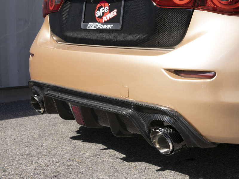 aFe 14-15 Infiniti Q50 (V37) V6 3.7L Takeda 2-1/2in SS Cat-Back Exhaust System w/ Carbon Fiber Tips - Image 3