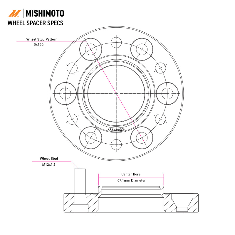 Mishimoto Wheel Spacers - 5x114.3 - 66.1 - 30 - M12 - Black - Image 4