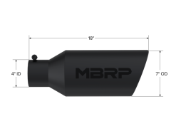 MBRP Universal Exhaust Tip 7in O.D. Rolled End 4in Inlet 18in Length - Black - Image 4