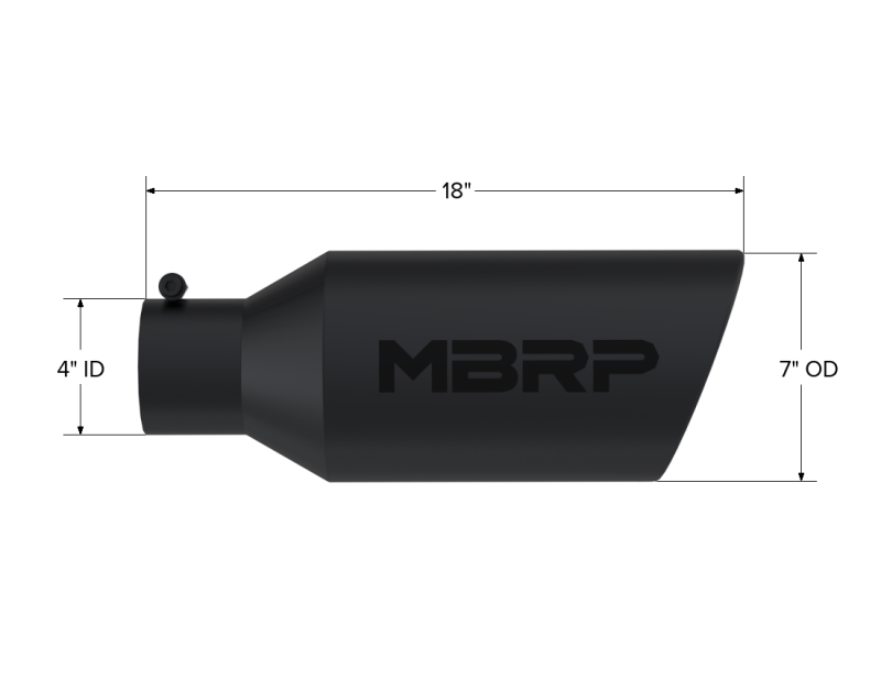 MBRP Universal Exhaust Tip 7in O.D. Rolled End 4in Inlet 18in Length - Black - Image 4