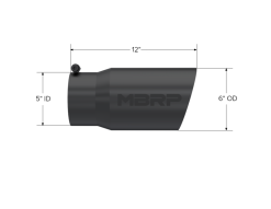 MBRP Universal Tip 6 O.D. Dual Wall Angled 5 inlet 12 length - Black Finish - Image 4