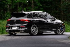 MBRP 2022 Volkswagon Golf R MK8 T304 Stainless Steel 3in Cat-Back, Quad Rear Exit- Carbon Fiber Tips - Image 4