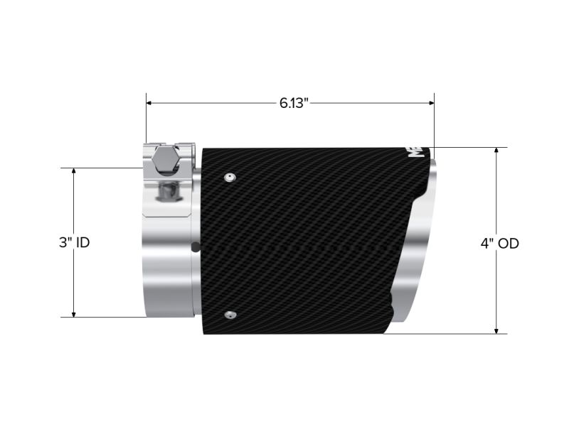 MBRP Universal Carbon Fiber Tip 3in ID / 4in OD Out / 6.13in Length Angle Cut Dual Wall - Image 4