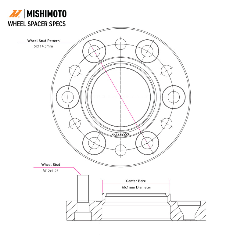 Mishimoto Wheel Spacers - 5x114.3 - 66.1 - 40 - M12 - Black - Image 2