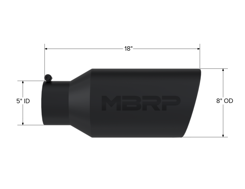 MBRP Universal Tip 8in OD Rolled End 5in Inlet 18in Length T304 - Black - Image 3