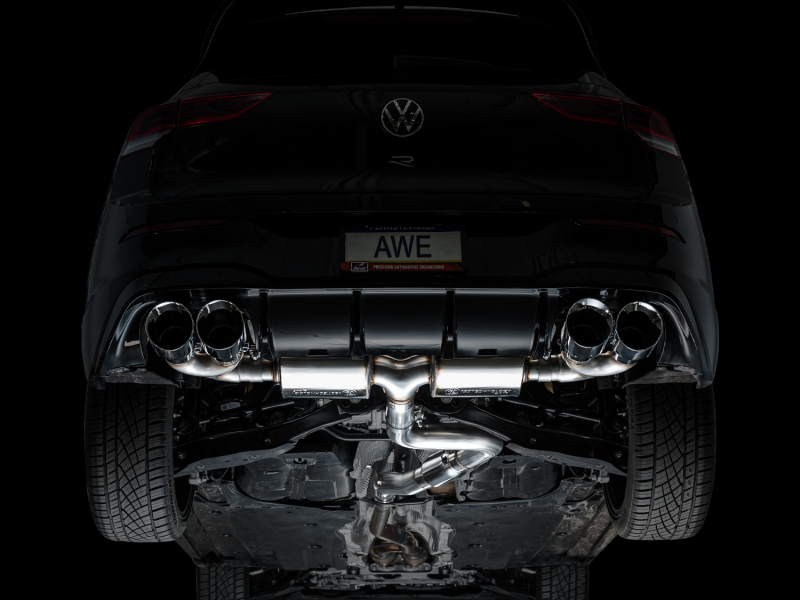AWE MK8 Volkswagen Golf R 3in Touring Edition Quad Exhaust - Chrome Silver Tips - Image 13