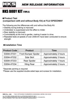 HKS Body Kit TYPE-S GR COROLLA Side Skirt - Image 7