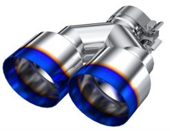 Alternative view of MBRP Burnt End Tip 2.5 ID Dual 4 OD Out 9.55 length Single wall 304 Stainless Steel Pass Side