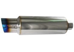 Alternative view of Injen 2 3/8 Universal Muffler w/Titanium burnt rolled Tip and stainless steel resonated inner wall