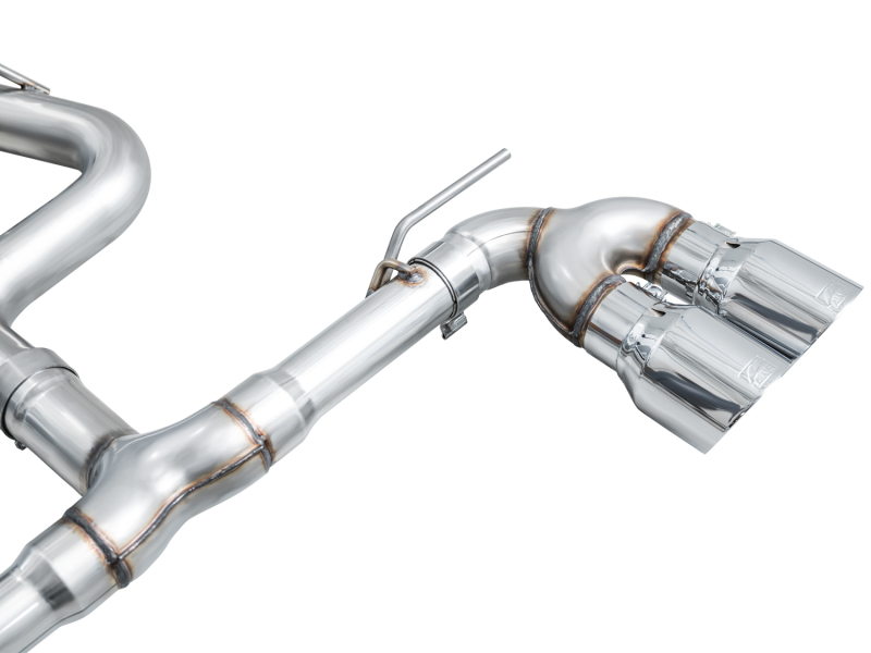 AWE MK8 Volkswagen Golf R 3in Track Edition Quad Exhaust - Chrome Silver Tips - Image 10