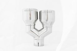 Alternative view of MBRP Universal T304 SS Dual Tip 4in OD/2.5in Inlet
