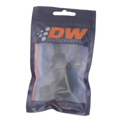 Alternative view of DeatschWerks 8AN Male Flare to 5/16in Male Barb Bulkhead Adapter 90-Degree - Anodized Matte Black