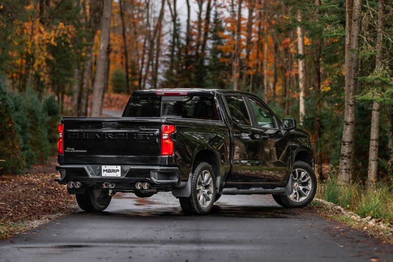MBRP 19-21 Chevy Silverado 1500 6.2L 2.5in Dual Split Rear Cat Back w/ Quad Carbon Fiber Tips- T304 - Image 5